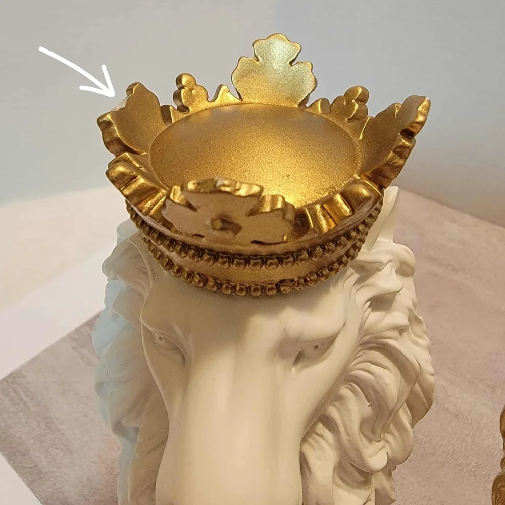 ARTGENIUS Set Of 3 Crowned Lion Statues - Picture 7 of 10